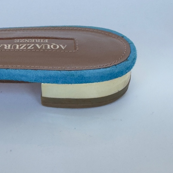 Aquazzura Blue Suede “Wild Thing” Flat Sandals, IT 40.5, Excellent Condition. - Picture 9 of 14